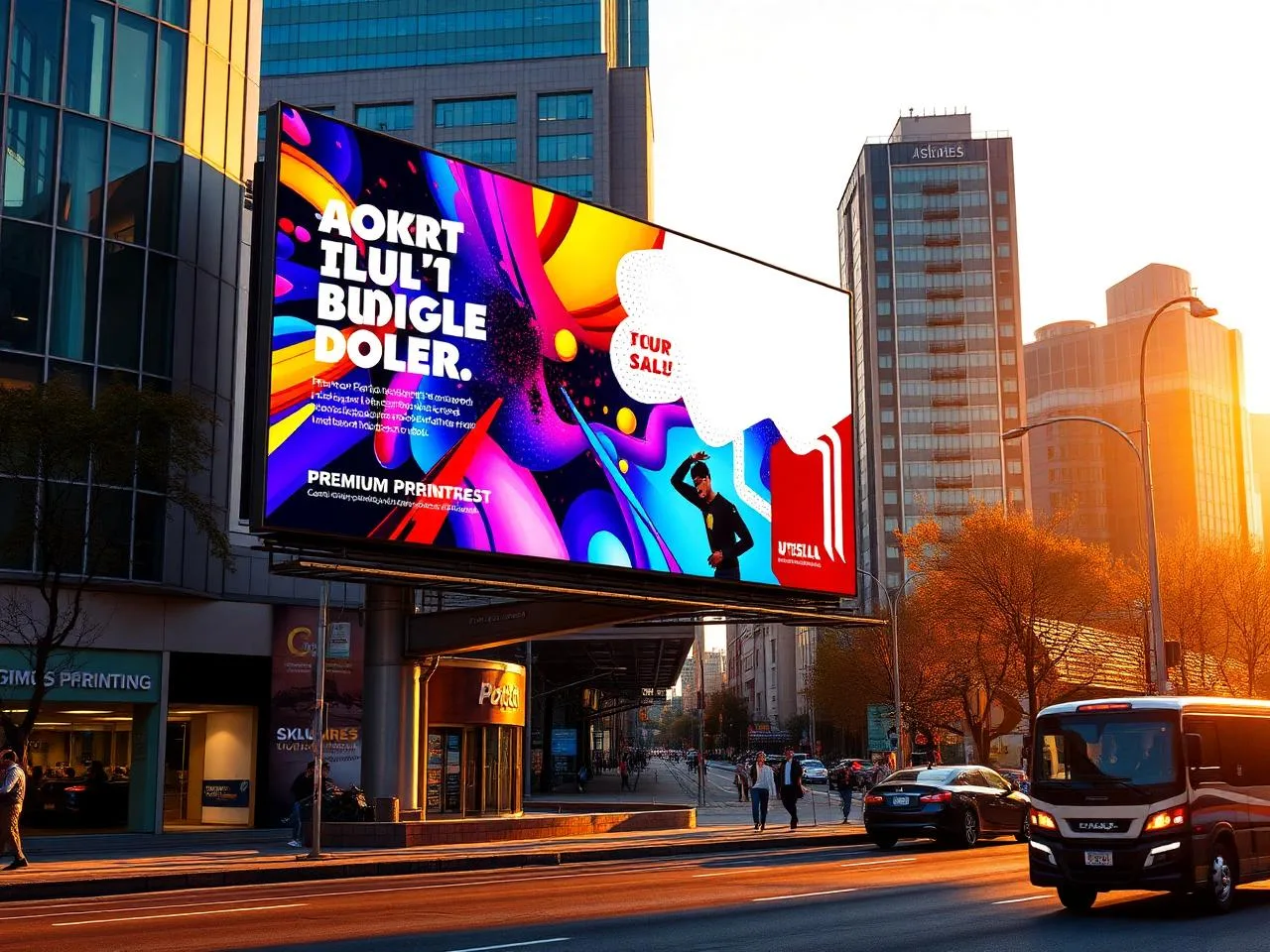 Veľkoformátová outdoor kampaň Premium — billboard pri ceste s výrazným typografickým layoutom